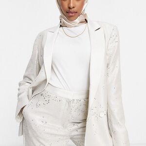 asos  White/cream/silver  Sequin Blazer and Pants Set